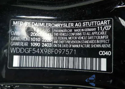 2008 Mercedes-Benz C300 from USA, damaged, VIN WDDGF54X98F097571